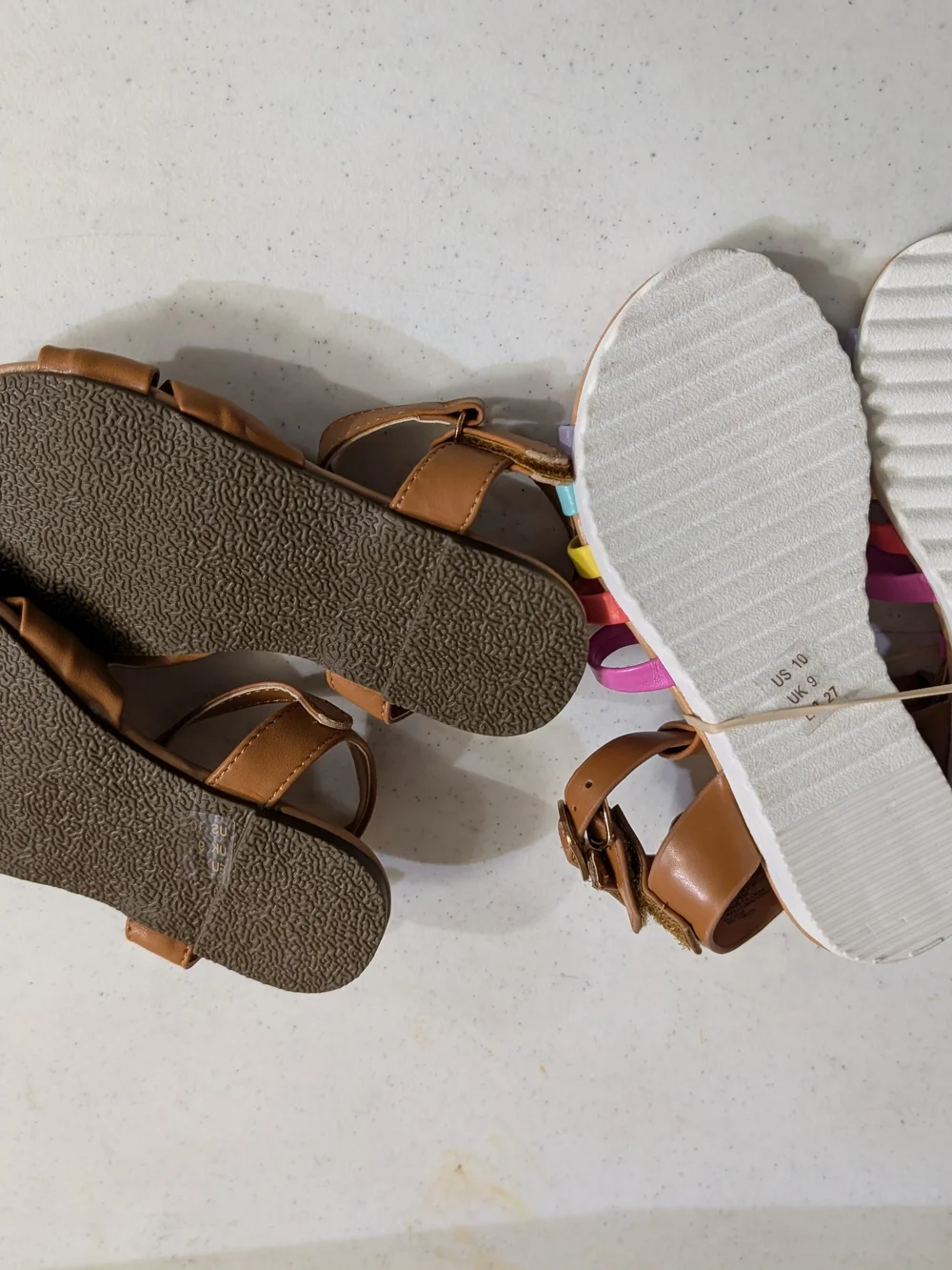 2 Pair Toddler Size 10 FABKIDS Tan Bow Sandals for Kids